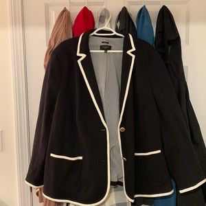 Talbots Black and White Tipped Jacket With Sweet Buttons